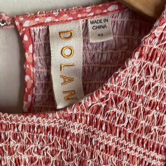 Anthropologie DOLAN Collection Rebecca Smocked Blouse Orange Motif - Picture 6 of 15